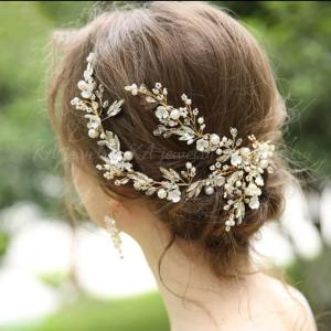 結婚式 ヘッドドレス ゴールド ウェディング ヘアアクセサリー ウエディング 髪飾り ヘッドアクセサリー ブライダル 大きめ ボンネ ティアラ｜ry-shop