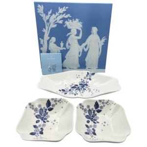 未使用品 Wedgwood ウェッジウッド ストロベリー ブルーム インディゴ ディッシュ セット 中古 W４｜rycycle-kyoto