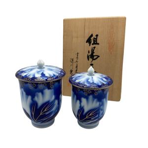 深川製磁◇湯呑/6点セット/WHT/急須湯呑揃/オリエンタルブルー