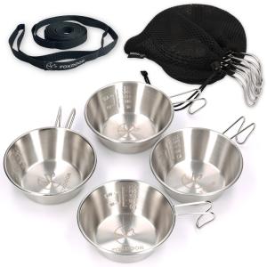 FOXDOOR アウトドア 食器セット 3種 各4点 計12点 シェラカップ 平皿