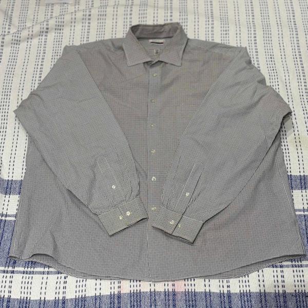 VAN HEUSEN レギュラーフィット チェック シャツ メンズ 2XL 長袖 ブラック 夏服