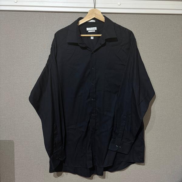 VAN HEUSEN 無地ストライプ ビッグシャツ  メンズ 2XL 長袖 ブラック 春服