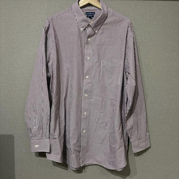 Craft&amp;Barrow ストライプ ビッグシャツ 2XL 長袖 レッド 春秋服
