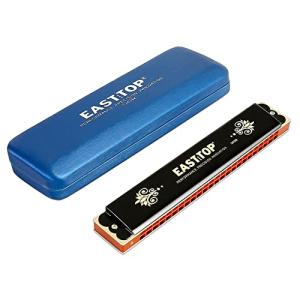 EAST TOP ハーモニカ 複音 トレモロ ハーモニカ C 24ホール 専門家 ステンレススチール レザーケース 清潔布 高気密性 初心者 上級者