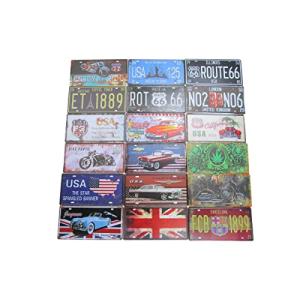 monomania ブリキ 看板 ナンバー プレート アメリカン 雑貨 アンティーク レトロ 壁飾り ヴィンテージ風 5枚セット Bタイプ