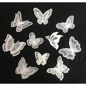 Sweetimes レース生地 刺繍花 縫製 DIY 服 工芸品の装飾 パッチ アップリケ モチーフ 10枚セット アイロン両面接着シート付No.16
