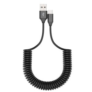 AXYO Type-C 急速充電 カールコード式 150cm 高速データ転送 ケーブル USB-C 充電ケーブル 約1.5メートル 長く伸びるカールケーブル 高耐久 Xperia / HUAWEI P20