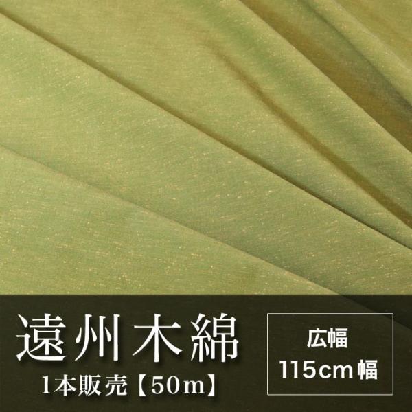 遠州木綿　無地紬　115cm幅　1本販売（50ｍ）　緑系　NO.2柄