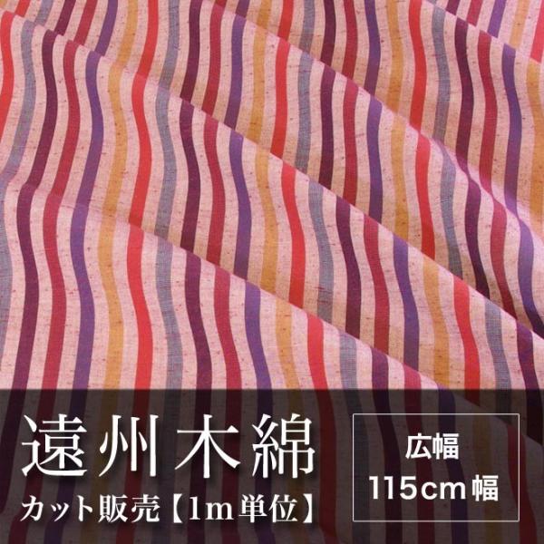 遠州木綿　縞紬　115cm幅　メータ単位で切り分け　NO.17柄