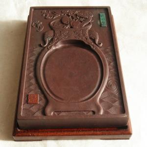 端渓硯 老坑 荷葉硯 132×83×30mm 一点物 すずり : 書道用品 緑風店