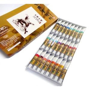 中国画顔料 水墨画用 馬利顔料 絵の具 24本セット 1本12ml