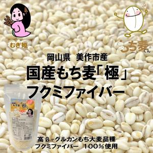 【 地域限定送料無料 】国産もち麦 「極」 300g 4袋入り お試しパック 岡山県美作市産 フクミファイバー 100%