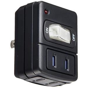 ヤザワ 雷サージ付省エネタップ2個口黒 Y02FUSK210BK