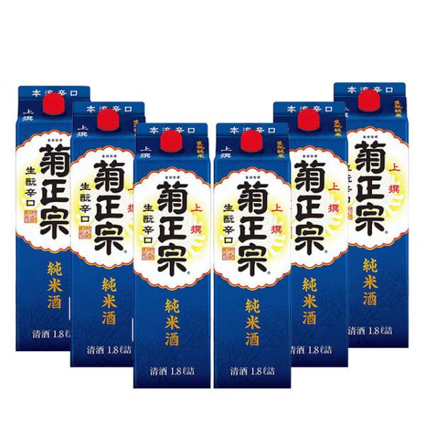 送料無料 菊正宗　上撰　生もと　純米　1800mlパック　1ケース(6本)（※東北は別途送料必要）