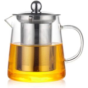 HKKAIS 450ML ティーポット304ステンレス 耐熱ガラス 急須 ガラスティーポット 茶こし ガラス 緑茶 紅茶ポット 直火用ティー