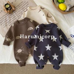 ニット ロンパース 太陽 月 星 総柄 新生児...の詳細画像2