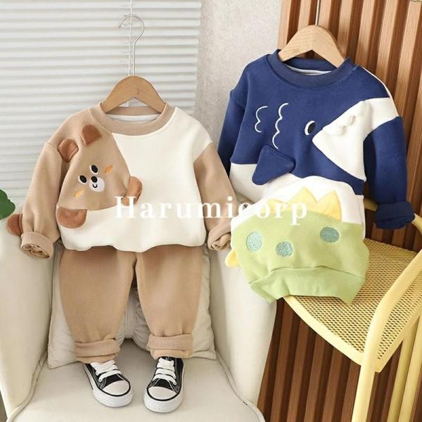 セットアップ キッズ 長袖 ベビー服 女の子 男の子 シャツ ロングパンツ 裹起毛 子供服 ジャージ...