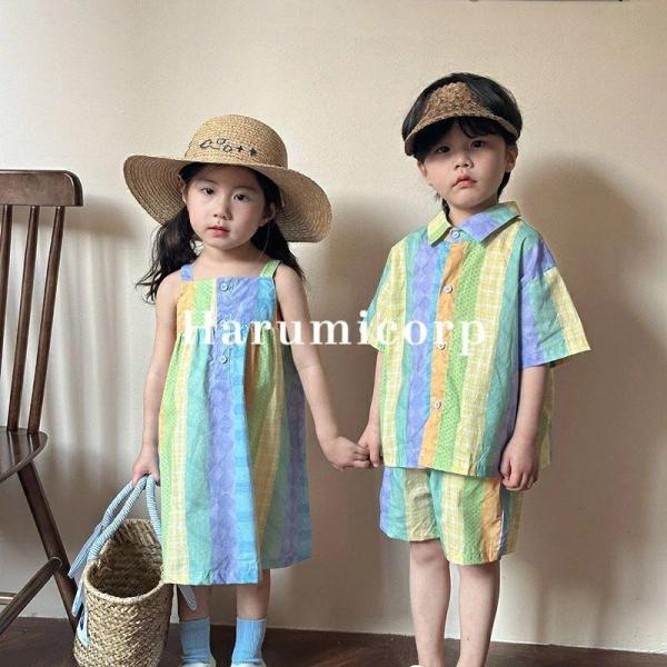 セットアップ キッズ ワンピース 女の子 子供服 男の子 兄妹 150cm 80cm ベビー服 シャ...