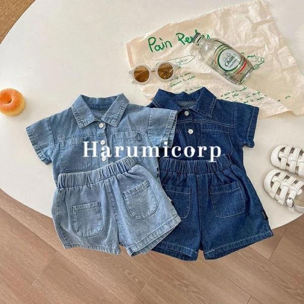 セットアップ ベビー服 キッズ ベビー服 男の子 女の子 双子 シャツ 半袖 綿 デニムパンツ 子供...