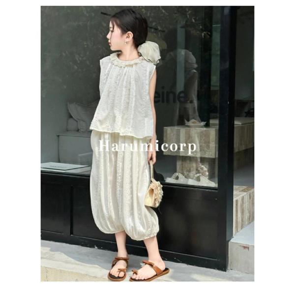 セットアップ キッズ ベビー服無地 棉女の子 tシャツ 七分パンツ おしゃれ 可愛い 子供服 夏 少...