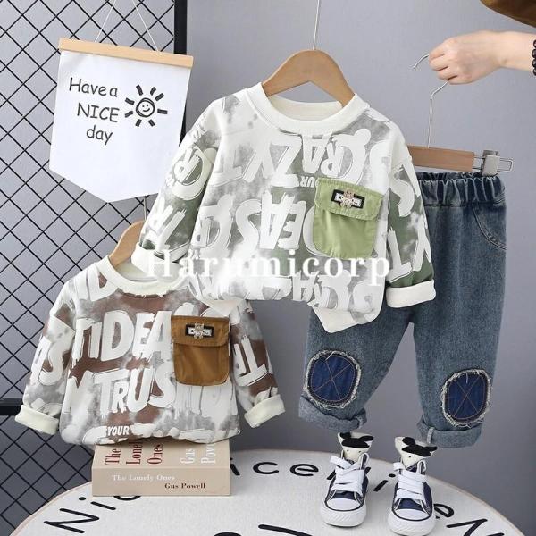 セットアップ キッズ ベビー服 2点セット男の子 女の子ボーダーtシャツ春秋冬 長袖 ズボン 子供服...