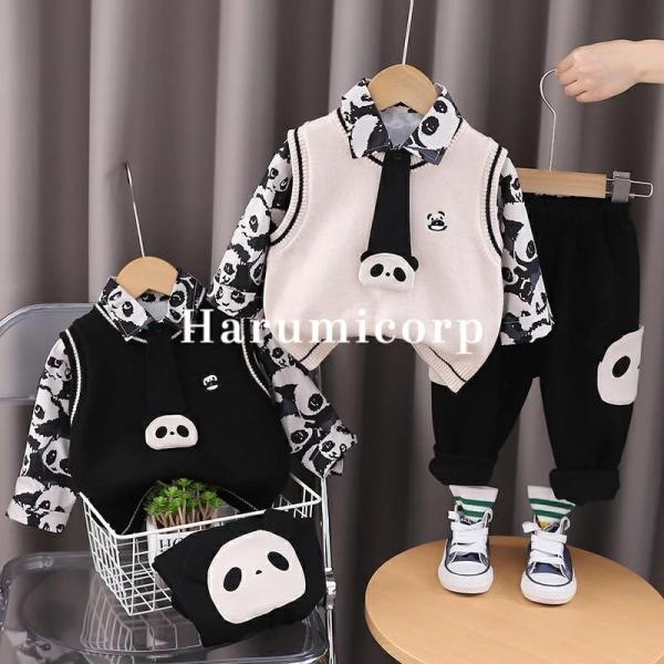 セットアップ キッズ ベビー服 3点セット男の子 女の子シャツ 春秋冬 長袖 ズボン 子供服メリヤス...