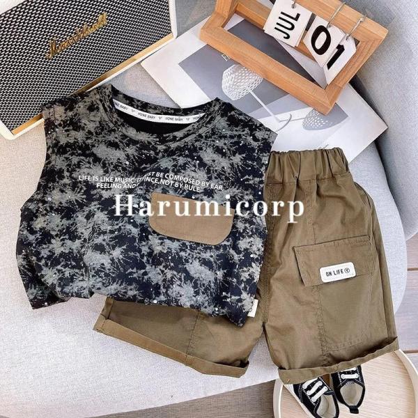 セットアップ キッズ ベビー服 男の子 tシャツ 袖なし 綿 ハーフパンツ 子供服 ジャージ 上下セ...