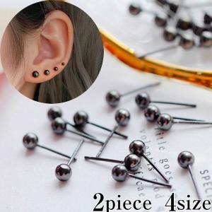 ピアス シンプル ブラック ピン ボール シルバー925 アレルギー対応 Silver925 つけっぱなし 小さい｜rysshop2