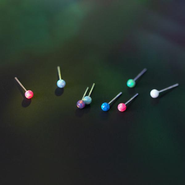 ピアス つけっぱなし 小さい 極小 シンプル オパール 金属アレルギー 小さめ ミニ シルバー925...