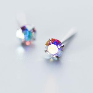 ピアス つけっぱなし 小さい マルチカラーストーン シンプル 4mm 軟骨 金属アレルギー シルバー 小さめ シルバー925 アレルギー対応 20G 仕事用 小さいピアス｜rysshop2