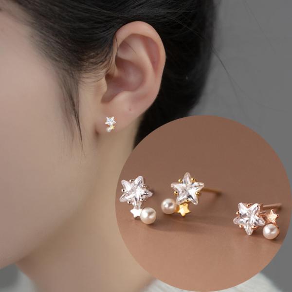 ピアス 星 スター 小さい シンプル 軟骨 金属アレルギー シルバー 小さめ ミニ シルバー925 ...