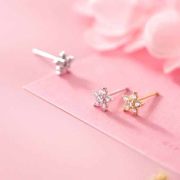 ピアス 花 フラワー キュービックジルコニア 小さい シンプル 軟骨 金属アレルギー 小さめ ミニ ...