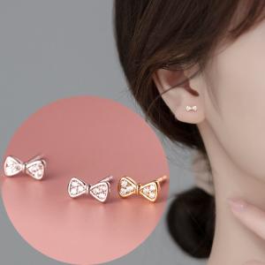 con affetto ピアス K18ダイヤリボンモチーフピアス レディース