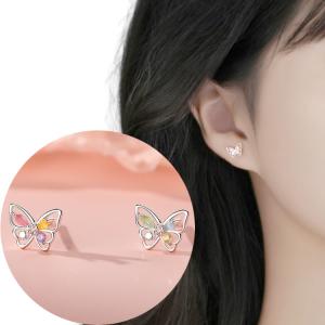 ピアス 蝶々 ちょうちょ 小さい シンプル 軟骨 シルバー925 アレルギー対応 20G 仕事用 つけっぱなしピアス｜rysshop2