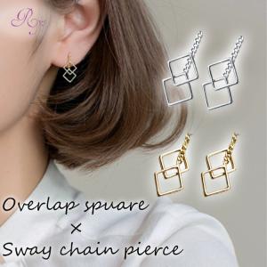 スクエア ピアス 揺れる ピアス シンプル シルバー ゴールド 925 金属アレルギー 対応｜rysshop