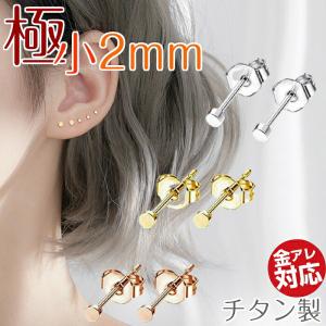 ピアス 小さい チタン シンプル つけっぱなし アレルギー対応 チタン製 つけっぱなしピアス 金属アレルギー シルバー 2mm｜rysshop