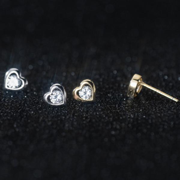 ピアス ハート キュービックジルコニア Silver925 レディース シルバー ゴールド 小さい ...