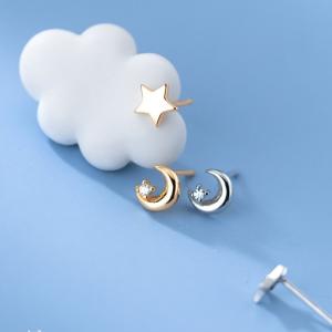 ピアス 星 月 スター ムーン シンプル シルバー925 アレルギー対応 20G 仕事用 小さいピアス セカンドピアス 仕事｜rysshop