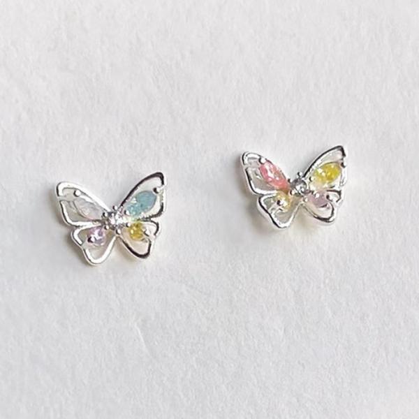 ピアス 蝶々 ちょうちょ 小さい シンプル 軟骨 金属アレルギー シルバー 小さめ ミニ シルバー9...