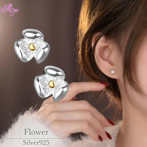 小さなお花のシルバーピアス シルバー925 ピアス シンプル 小さい 咲き始め お花 フラワー 花 シンプルピアス 小さいピアス 金属アレルギー対応｜rysshop