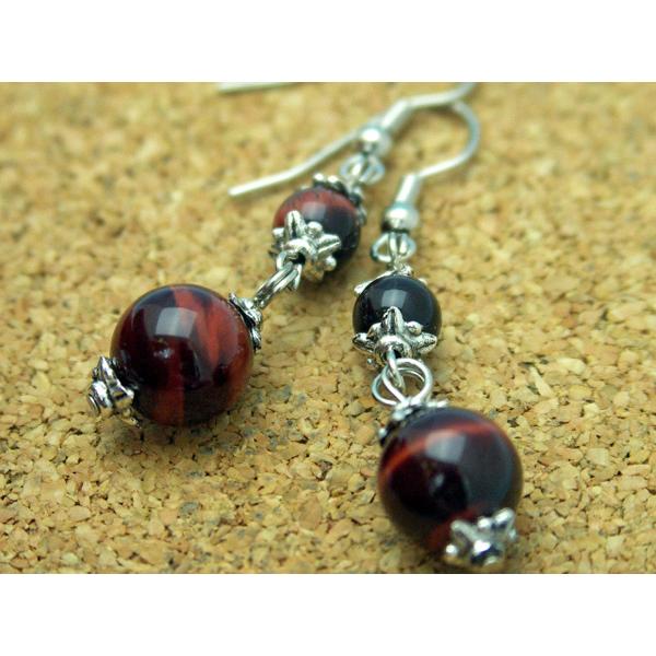 レッドタイガーアイ パワーストーン 赤虎目石 ピアス 天然石アクセサリー