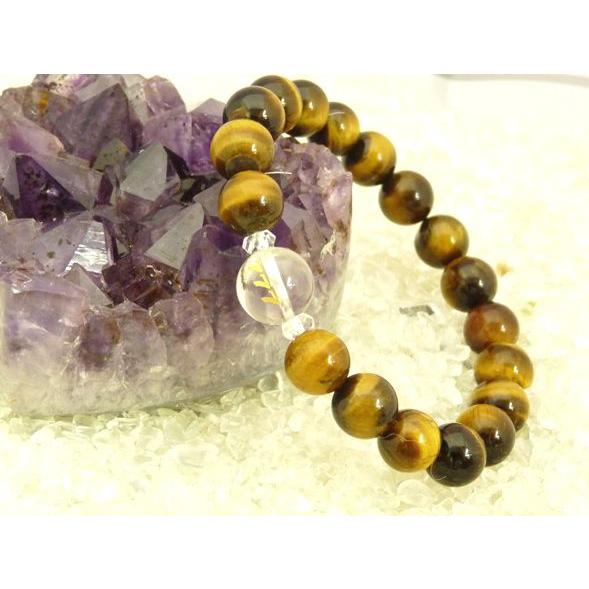 【メール便OK】勝負運 強運 ギャンブル運 金彫り777水晶 タイガーアイ 虎目石 ブレス