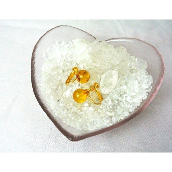 琥珀 コハク アンバー イヤリング 耳飾り 丸型 10mm