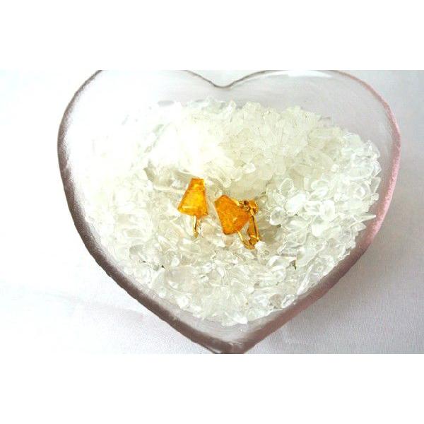 琥珀 コハク アンバー イヤリング 耳飾り 台形 11mm