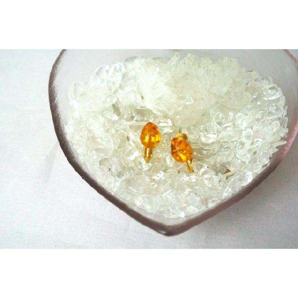 琥珀 コハク アンバー イヤリング 耳飾り 雫型 10mm