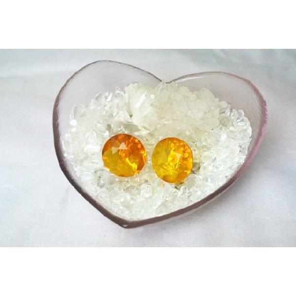 琥珀 コハク アンバー イヤリング 耳飾り カット加工 20mm