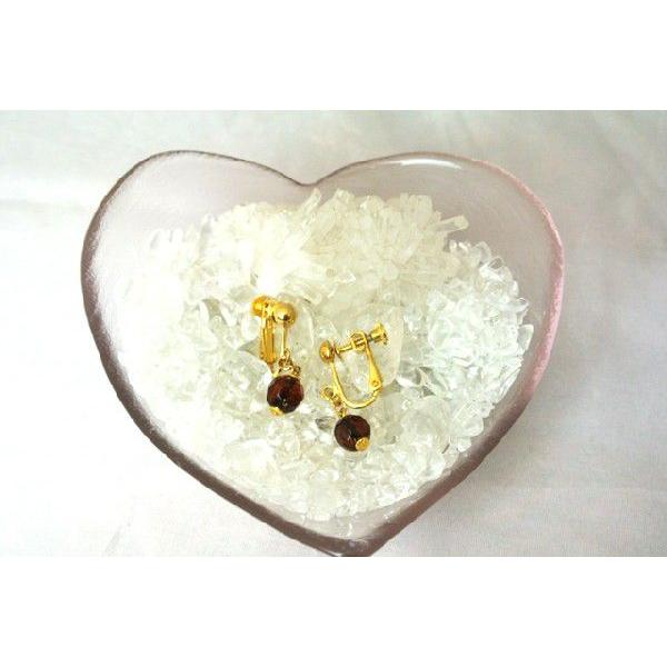 琥珀 コハク アンバー イヤリング 耳飾り カット加工 7mm