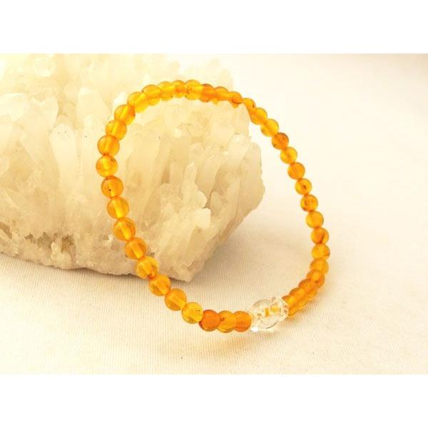 琥珀 コハク アンバー ブレスレット  天然石アクセサリー 四種から選べるメイン石 4mm玉