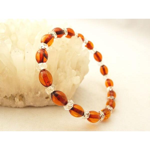 琥珀 コハク アンバー ブレスレット 6mm×9mm粒