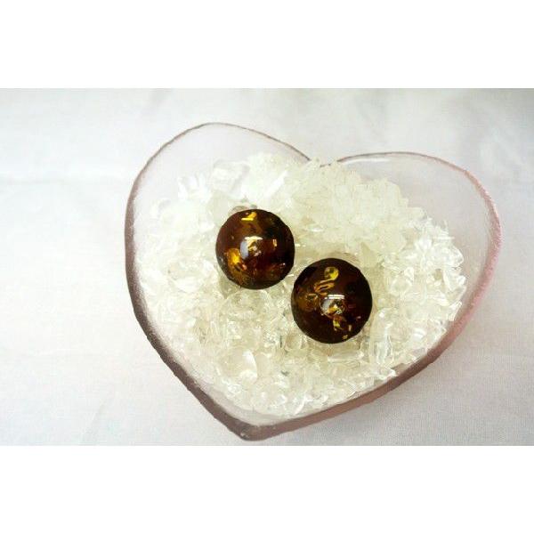 琥珀 コハク グリーンアンバー ピアス 耳飾り 丸型 アクセサリー